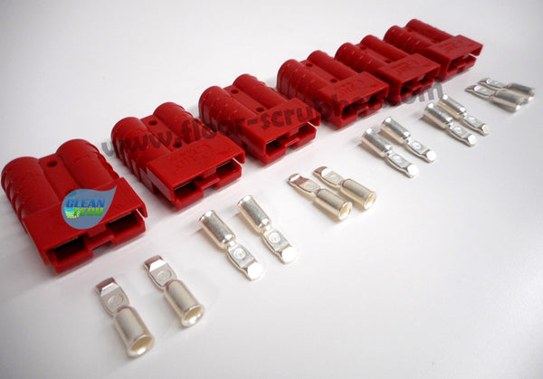 Red 50 Amp Charger Plug Connector With 6 Gauge Contacts | Fits Tennant Nobles #605387