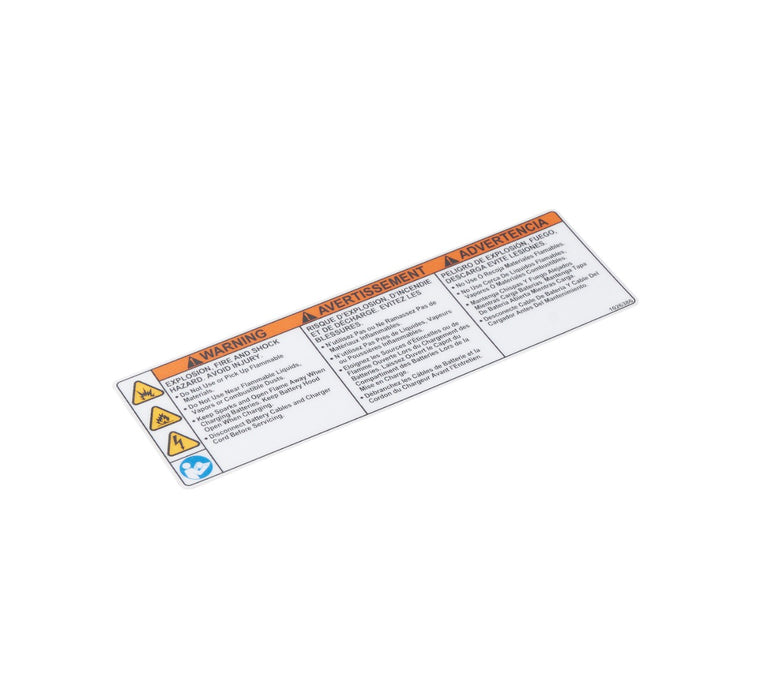 Recovery Lid Warning Fire/Explosion Decal 1026386