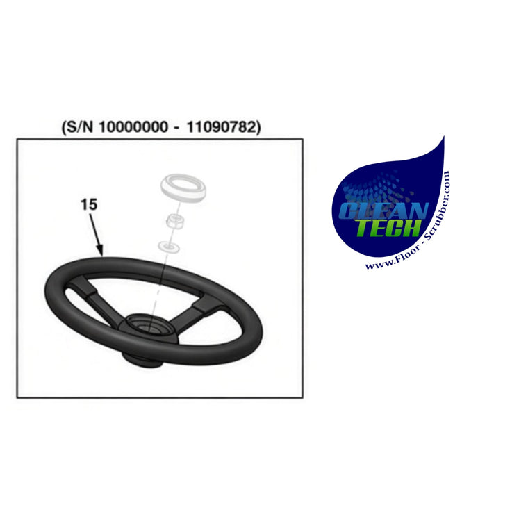 Tennant 1012002-9022928 4018791 Wheel, Steering, 300mm (replaced By 9022928)