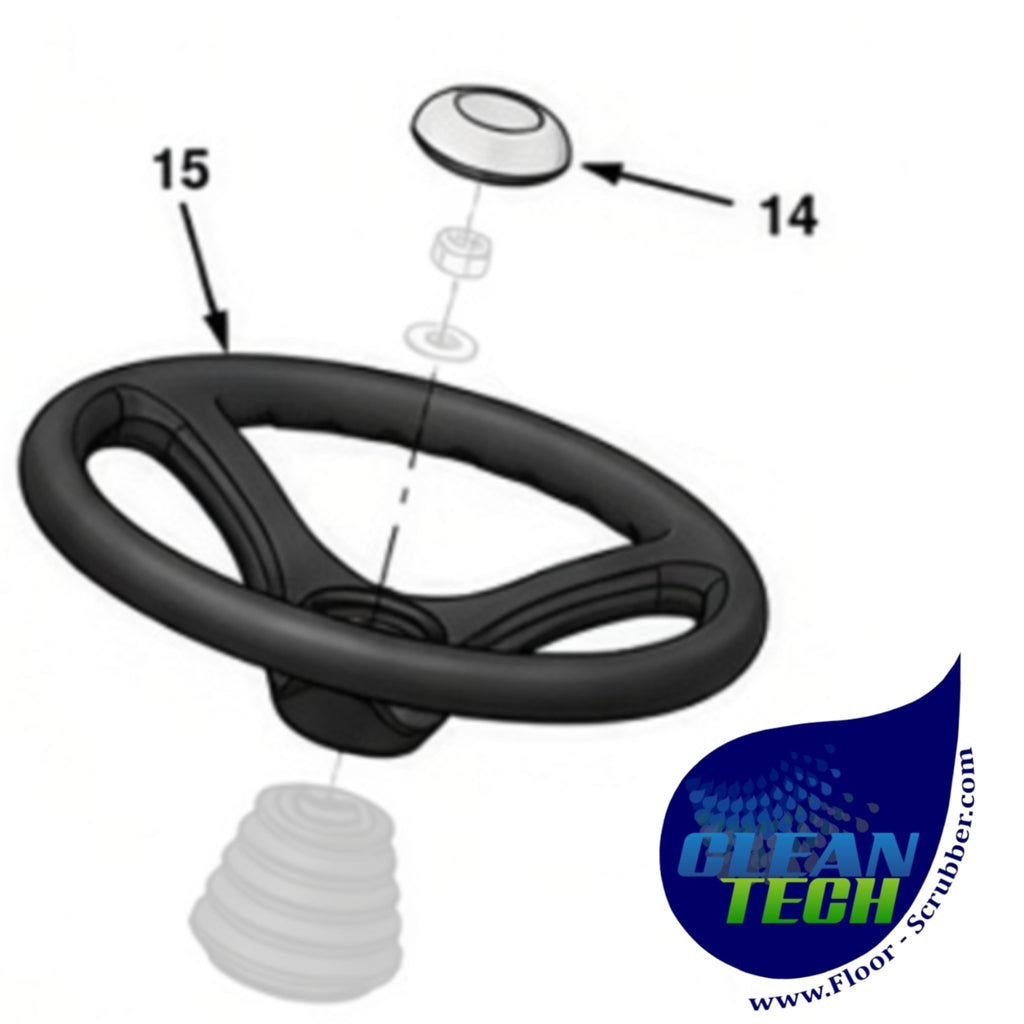 Tennant 1012002-9022928 4018791 Wheel, Steering, 300mm (replaced By 9022928)