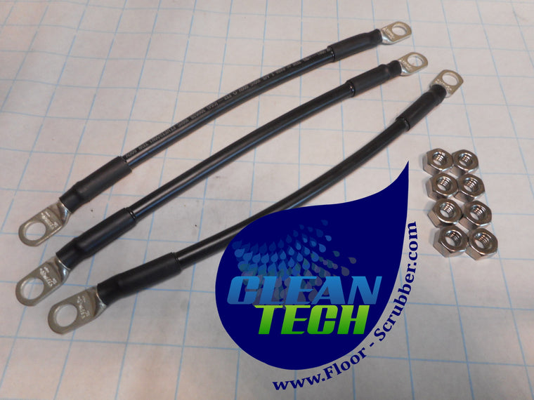 Battery Cable Set of 3 for 24V Pack 6 AWG 10" with 3/8" Eyelets w/ 8 nuts